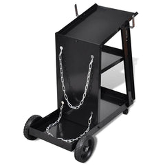 vidaXL Welding Cart Black Trolley with 3 Shelves Workshop Organiser 2