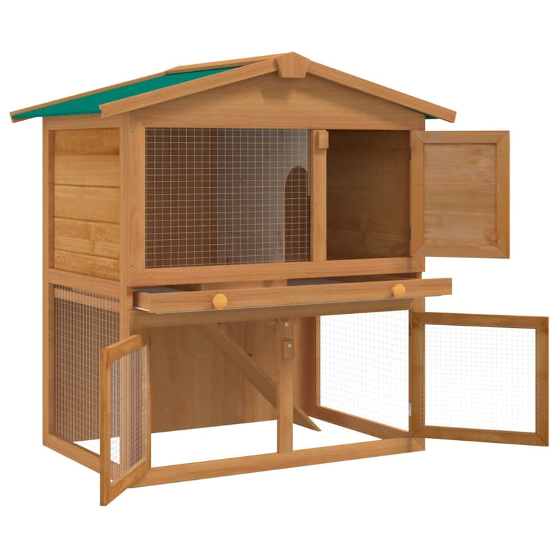 Outdoor Rabbit Hutch Small Animal House Pet Cage 3 Doors Wood