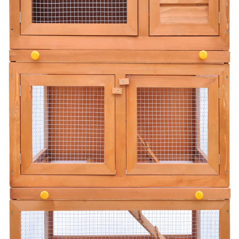 Outdoor Rabbit Hutch Small Animal House Pet Cage 3 Layers Wood