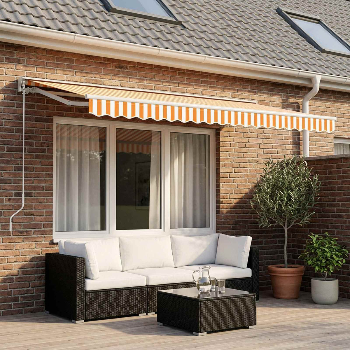 Awning Replacement Polyester Drop Width Yellow white