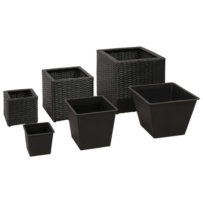 Garden Raised Beds 3 pcs Poly Rattan Black