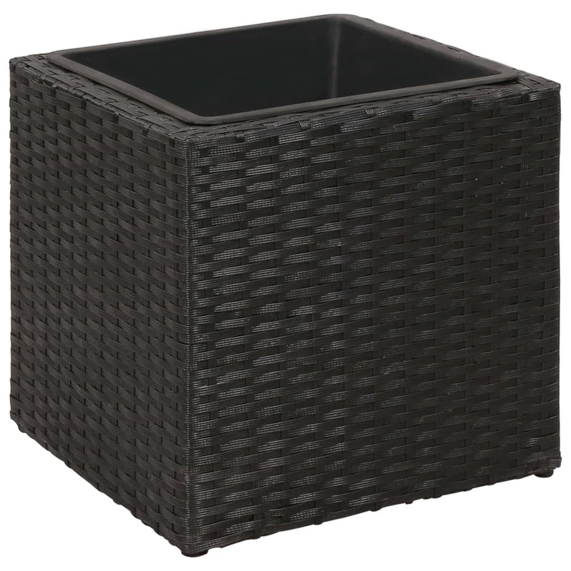 Garden Raised Beds 3 pcs Poly Rattan Black