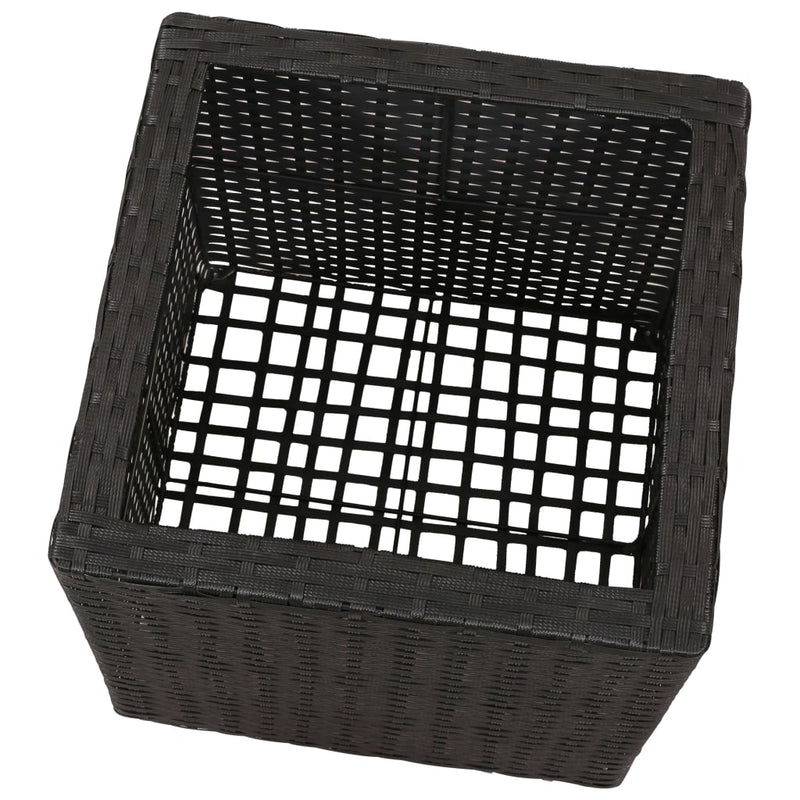 Garden Raised Beds 3 pcs Poly Rattan Black