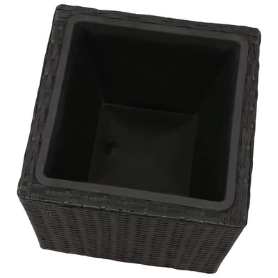 Garden Raised Beds 3 pcs Poly Rattan Black