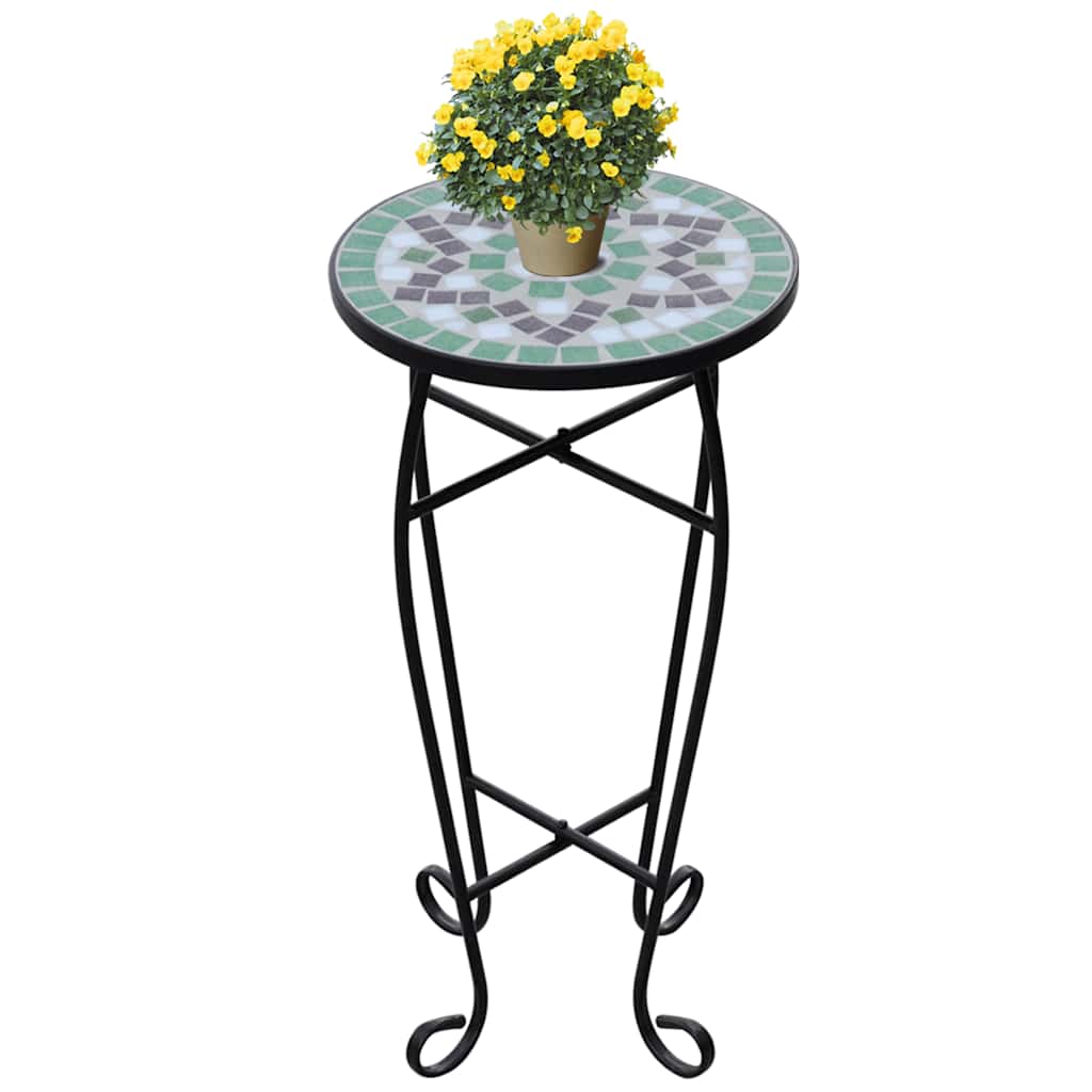 vidaXL Plant Stand | Green, white, black | Iron, ceramic | 30 cm diameter 1