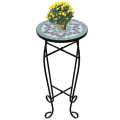 vidaXL Plant Stand | Green, white, black | Iron, ceramic | 30 cm diameter 1