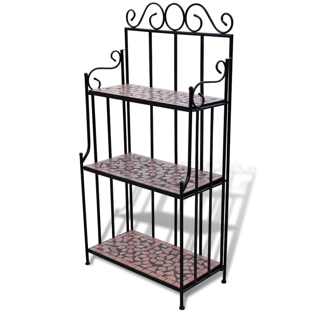 Plant Stand Plant Display White Mosaic Pattern Terracotta