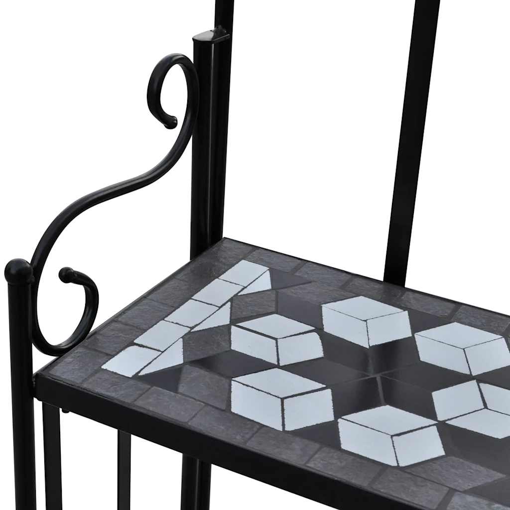 Plant Stand Plant Display White Mosaic Pattern Black