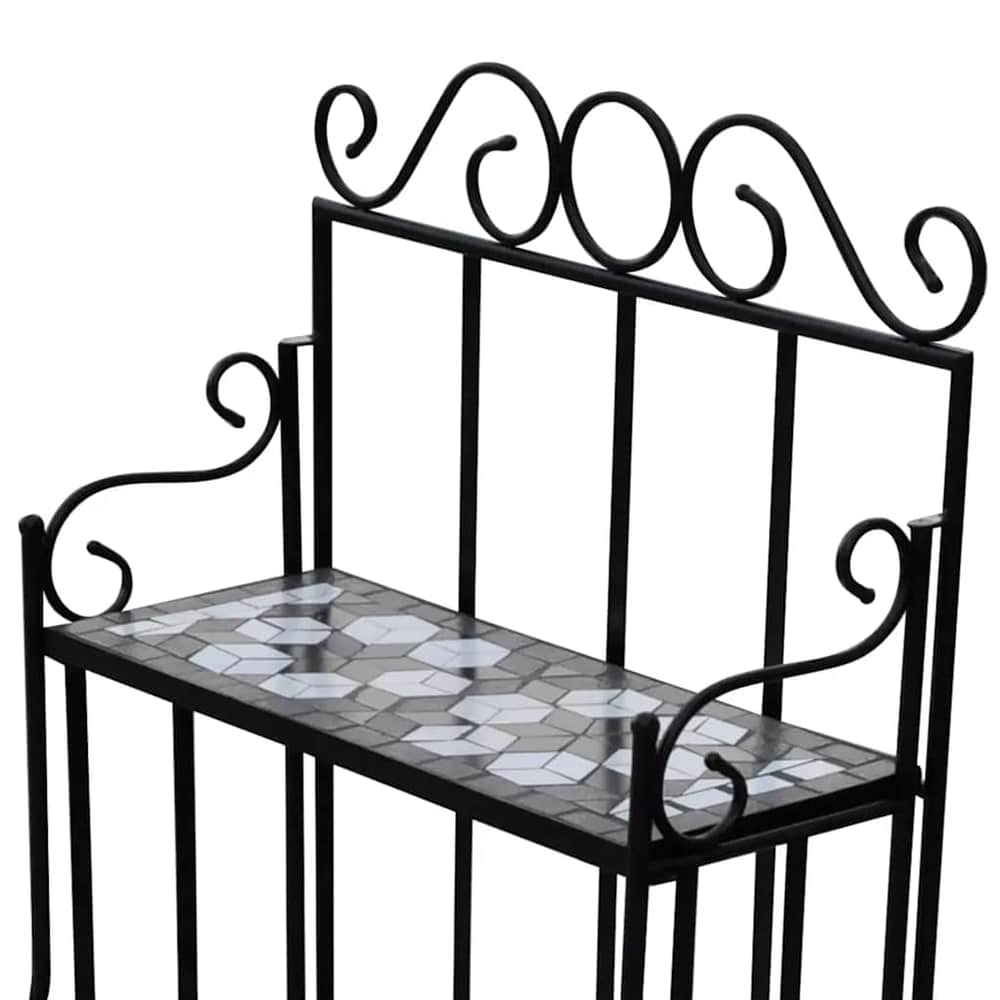 Plant Stand Plant Display White Mosaic Pattern Black
