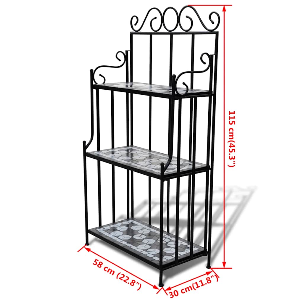 Plant Stand Plant Display White Mosaic Pattern Black