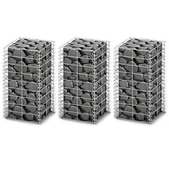 vidaXL Gabion Set 3 pcs Galvanised Wire 25 x 25 x 50 cm 1