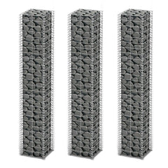 vidaXL Gabion Set 3 pcs Galvanised Wire 25 x 25 x 150 cm 1
