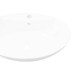 Luxury Ceramic Basin Oval with Overflow and Faucet Hole 4