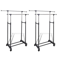 vidaXL Adjustable Clothes Racks 2 pcs 2 Hanging Rails 1