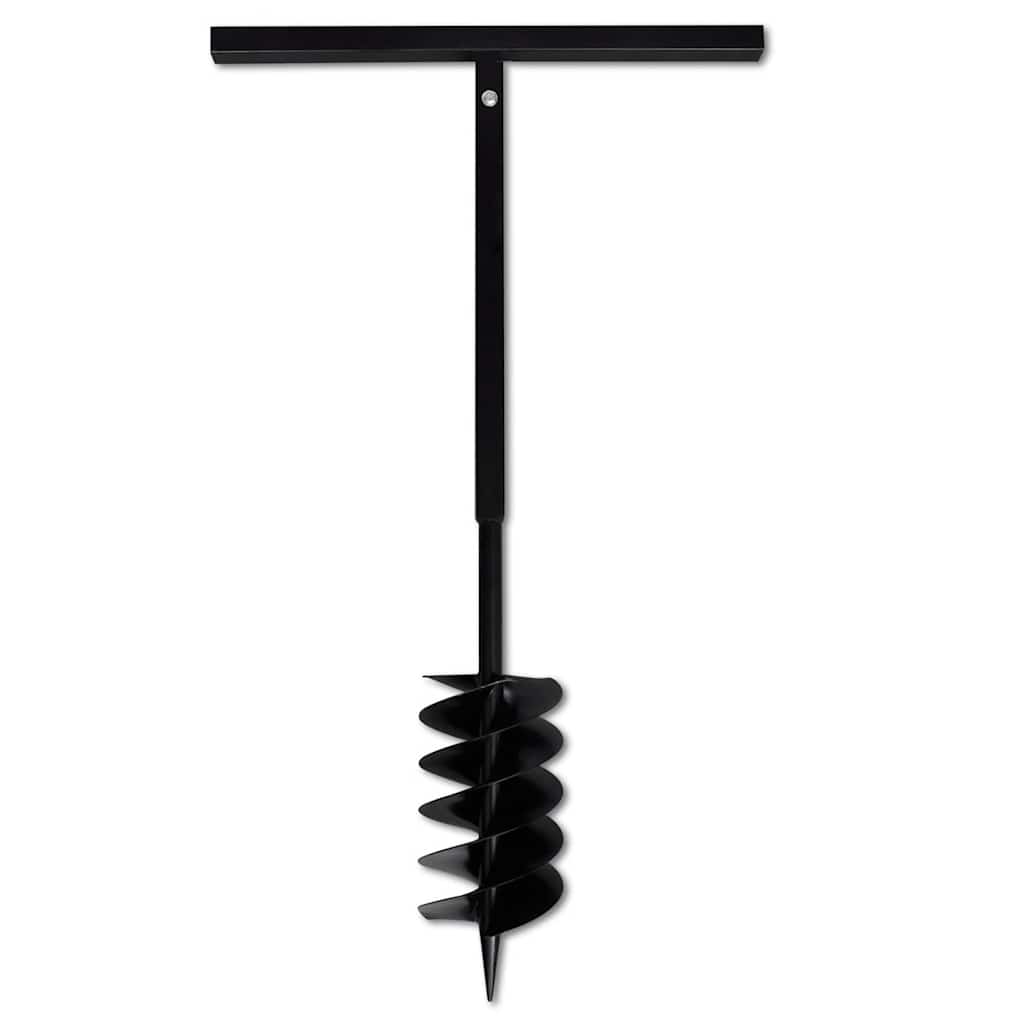 vidaXL Ground Drill with Handle Auger Bit 150 mm Three Spirals Steel Black 4