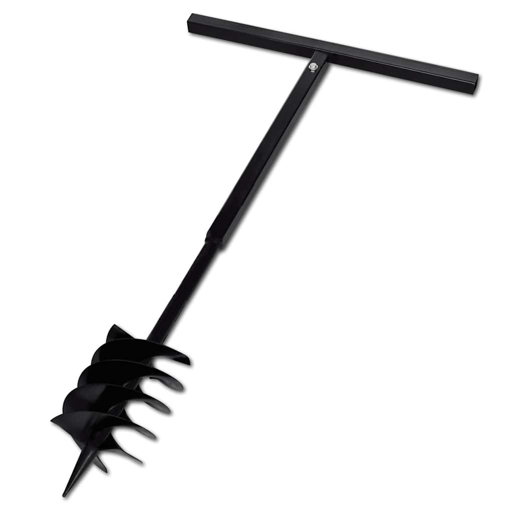 vidaXL Ground Drill with Handle Auger Bit 180 mm Three Spirals Steel Black 1