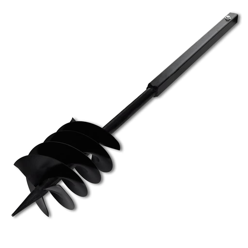 vidaXL Ground Drill with Handle Auger Bit 180 mm Three Spirals Steel Black 4