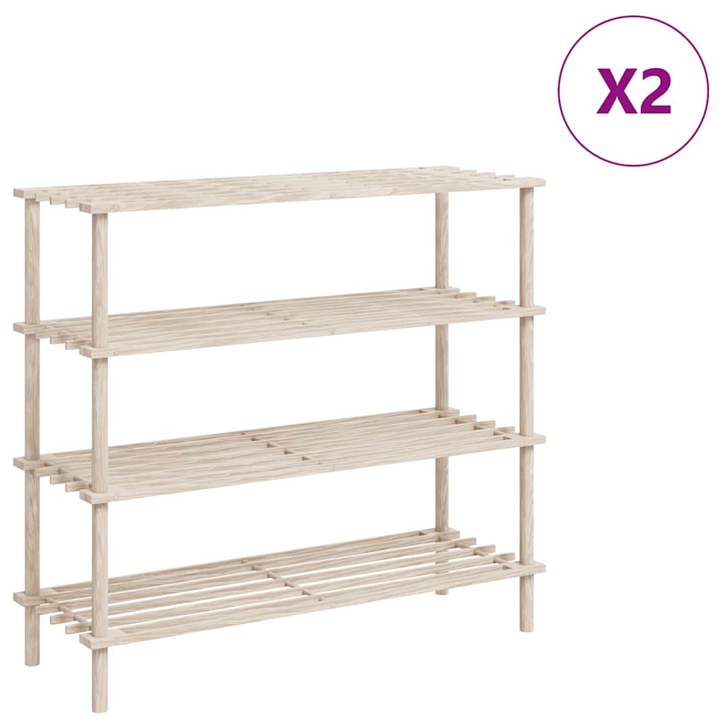vidaXL 4-Tier Shoe Racks 2 pcs Solid Fir Wood 2