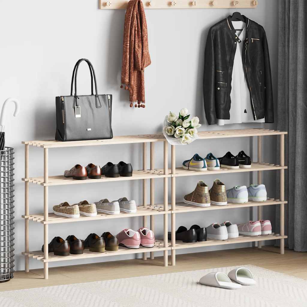 vidaXL 4-Tier Shoe Racks 2 pcs Solid Fir Wood 1