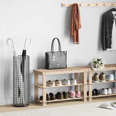 vidaXL 2-in-1 Shoe Rack with Bench Top Solid Fir Wood 1