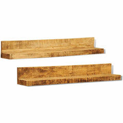 241088 vidaXL Display Shelf 2 pcs Solid Wood Wall-Mounted 2