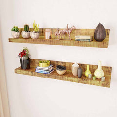 241088 vidaXL Display Shelf 2 pcs Solid Wood Wall-Mounted 1