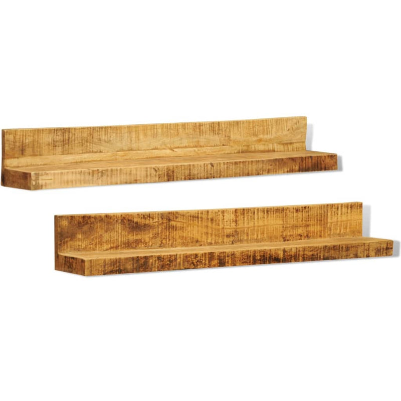 Display Shelf 2 pcs Solid Wood Wall-Mounted