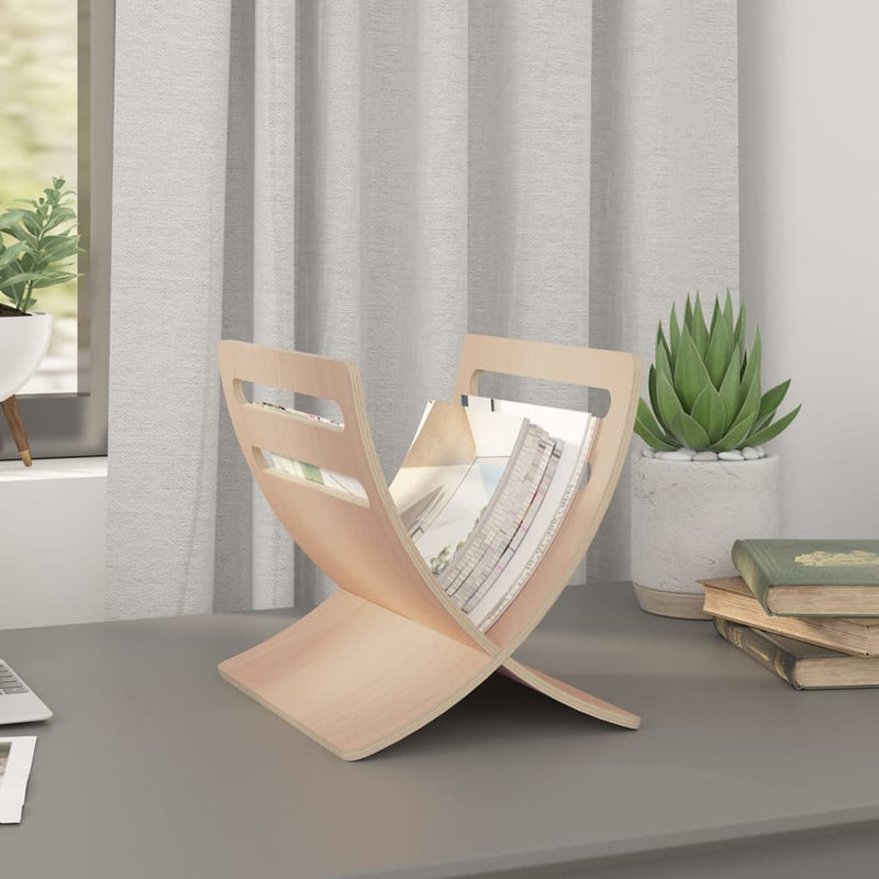 Wooden Magazine Rack Floor Standing Natural