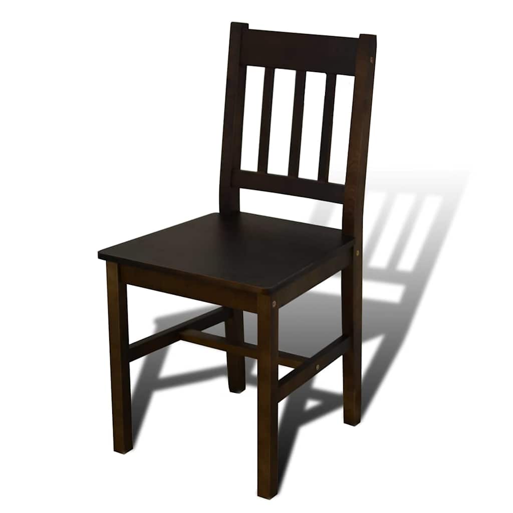 Wooden Dining Table with 4 Chairs Brown Dark brown