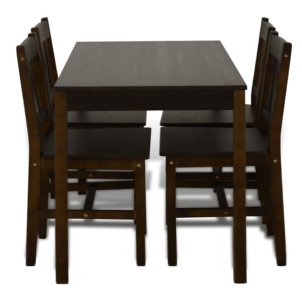 Wooden Dining Table with 4 Chairs Brown Dark brown