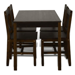 Wooden Dining Table with 4 Chairs Brown Dark brown