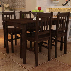 Wooden Dining Table with 4 Chairs Brown Dark brown