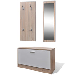 vidaXL Shoe Cabinet | Oak and white | Engineered wood, plastic, aluminium alloy 2