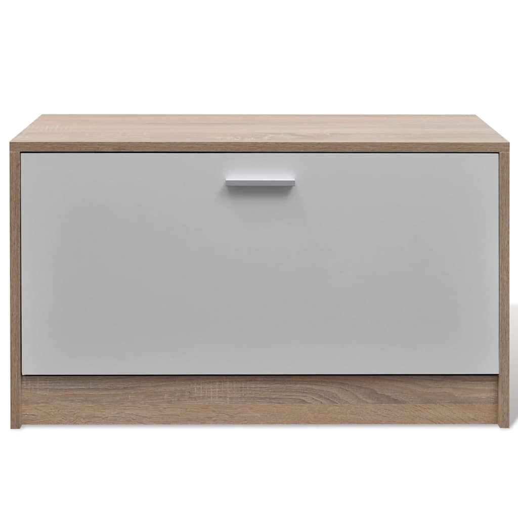 vidaXL Shoe Cabinet | Oak and white | Engineered wood, plastic, aluminium alloy 5