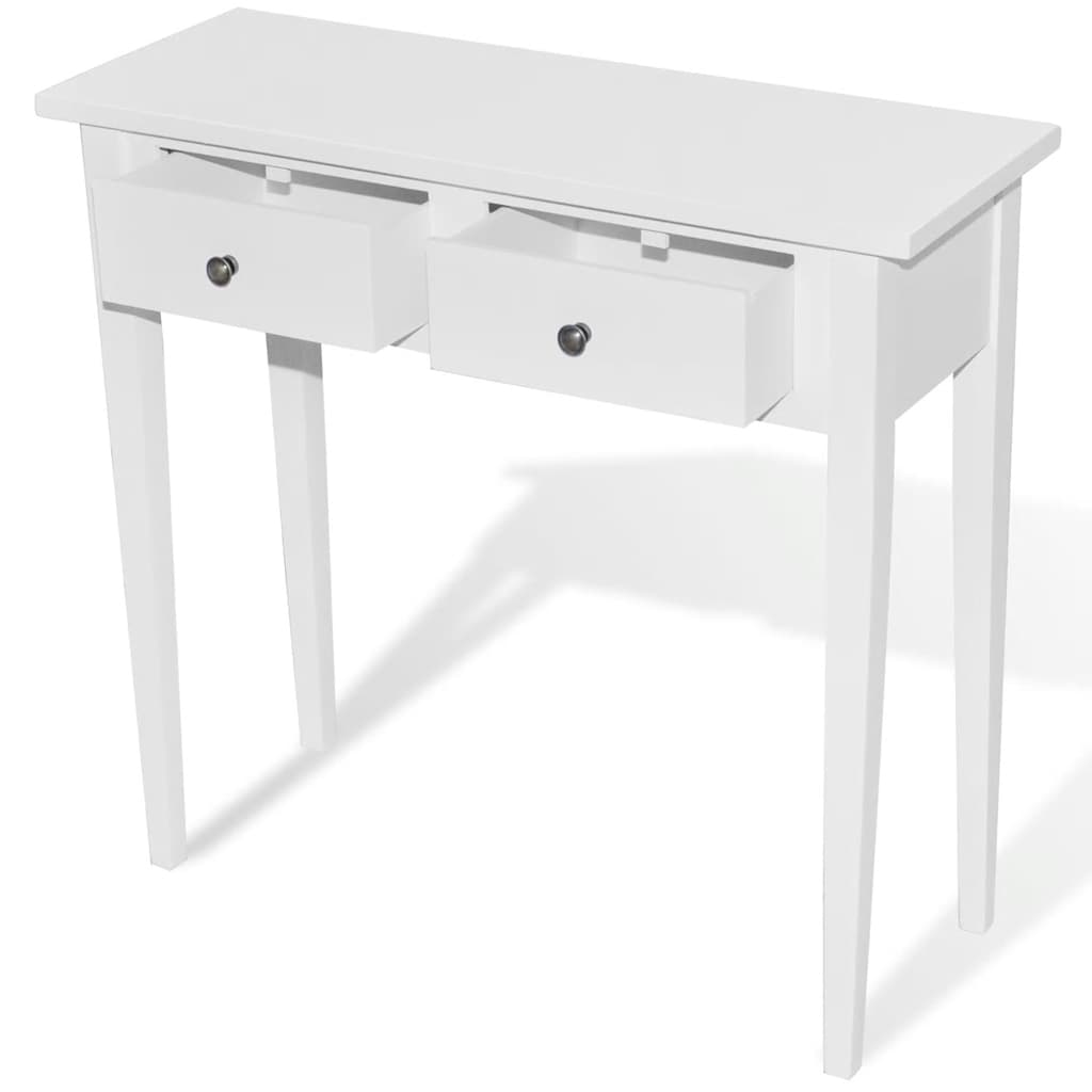 241145 vidaXL Dressing Console Table with Two Drawers White 2