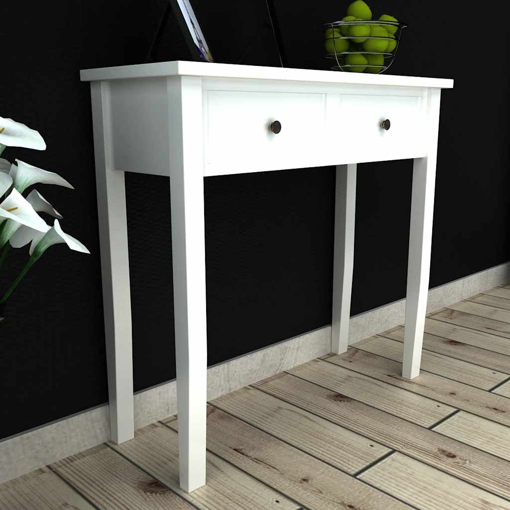 241145 vidaXL Dressing Console Table with Two Drawers White 1