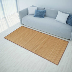 Rectangular Bamboo Rug in Brown