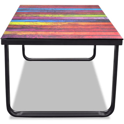 Coffee Table with Rainbow Printing Glass Top