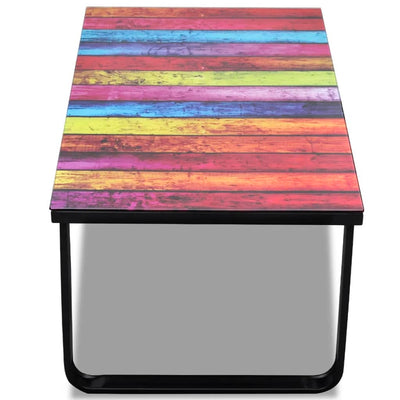 Coffee Table with Rainbow Printing Glass Top