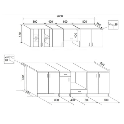 Kitchen Cabinet Unit 8 Pieces Oak Look