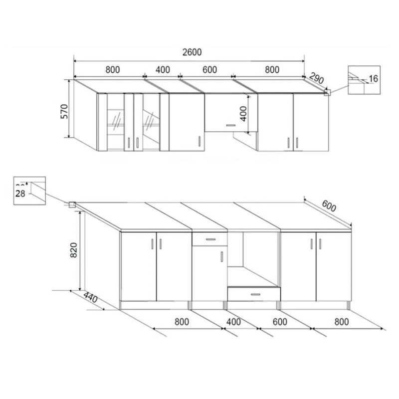 Kitchen Cabinet Unit 8 Pieces Oak Look