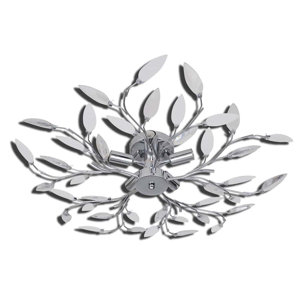 241476 Transparent & White Ceiling Lamp with Acrylic Crystal Leaf Arms for 5 E14 Bulbs 3