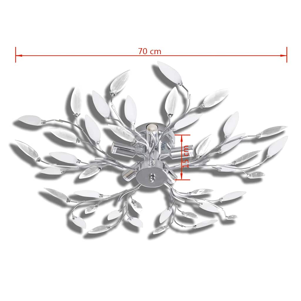 241476 Transparent & White Ceiling Lamp with Acrylic Crystal Leaf Arms for 5 E14 Bulbs 5