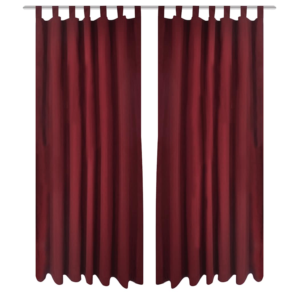 vidaXL 2 pcs Bordeaux Micro-Satin Curtains with Loops 140 x 245 cm 1
