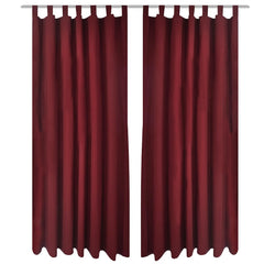 vidaXL 2 pcs Bordeaux Micro-Satin Curtains with Loops 140 x 245 cm 1
