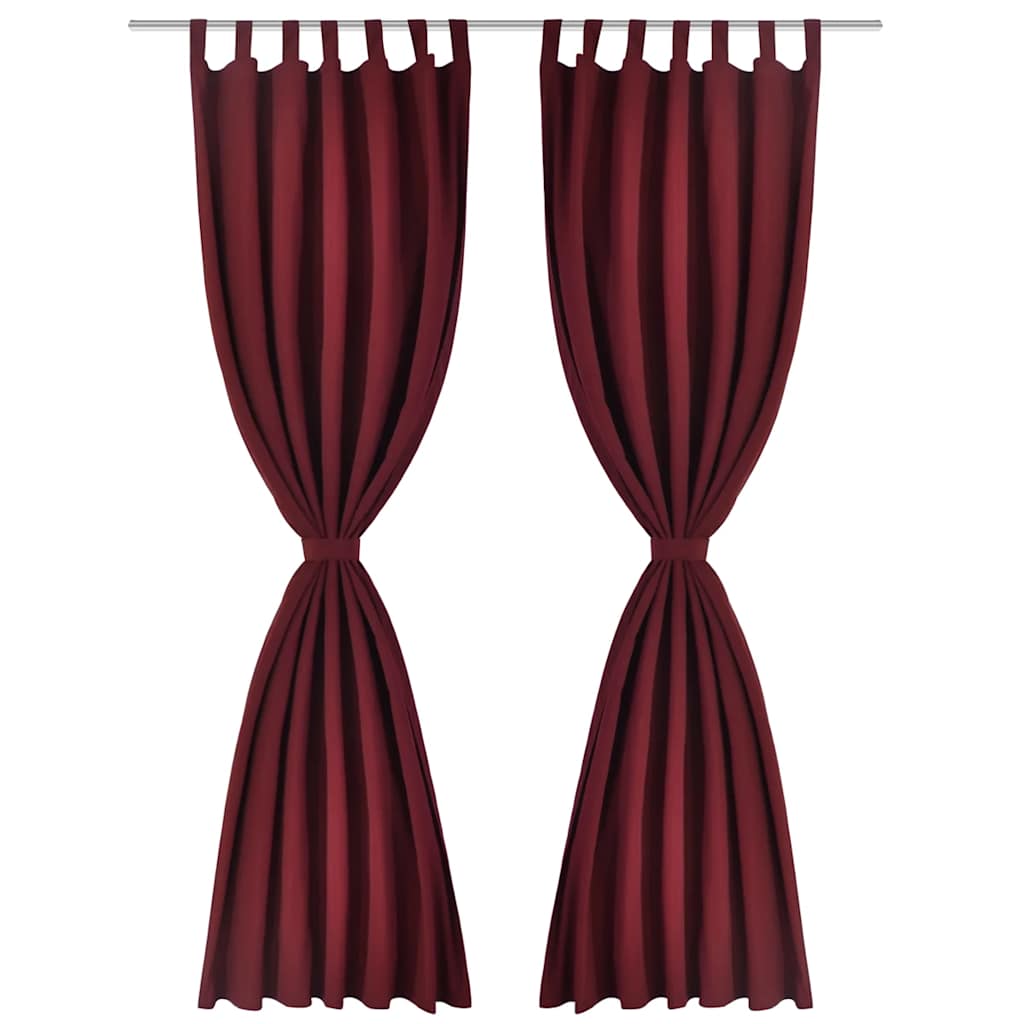 vidaXL 2 pcs Bordeaux Micro-Satin Curtains with Loops 140 x 245 cm 2