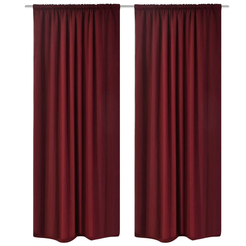 2 cortinas opacas de ahorro energético de color burdeos, doble capa, 140 x 245 cm