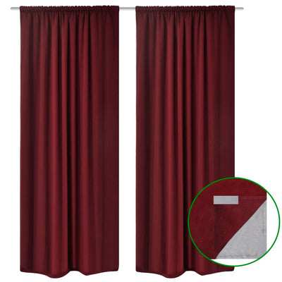 2 cortinas opacas de ahorro energético de color burdeos, doble capa, 140 x 245 cm