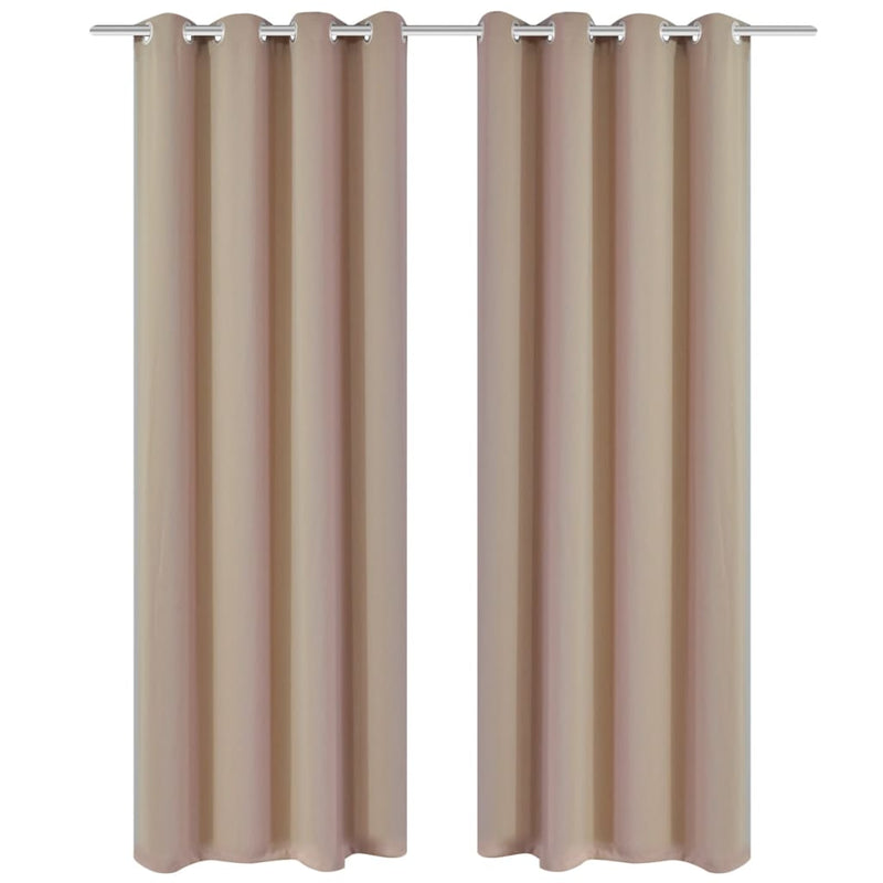 2 cortinas opacas color crema con anillas de metal 135 x 245 cm