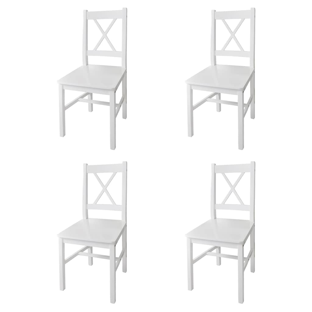 vidaXL Dining Chairs 4 pcs White Pinewood 1